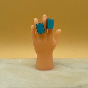 Vintage rectangular turquoise silver sterling studs - 00G02D